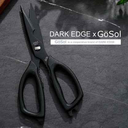 Kitchen Shears Come Apart Kitchen Scissors for Food Heavy Duty Chicken Bone Fish Nutcracker Can Opener Shears with Serrated Blade Premium Black Titanium Plated Stainless Steel 02A