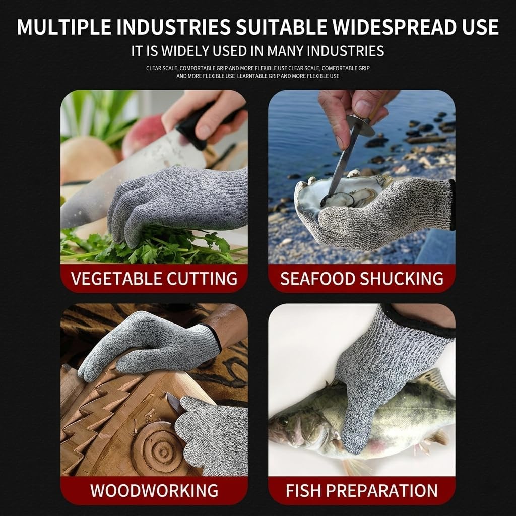 Cut Resistant Gloves Food Grade HDPE - Kitchen Safety Gloves for Chef Meat Cutting Oyster Shucking Mandoline Slicing