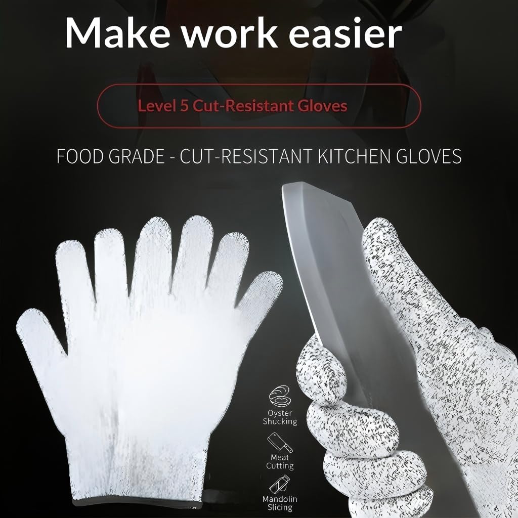 Cut Resistant Gloves Food Grade HDPE - Kitchen Safety Gloves for Chef Meat Cutting Oyster Shucking Mandoline Slicing