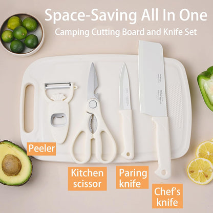 Knife and Cutting Board Set for Camping Travel College,Green