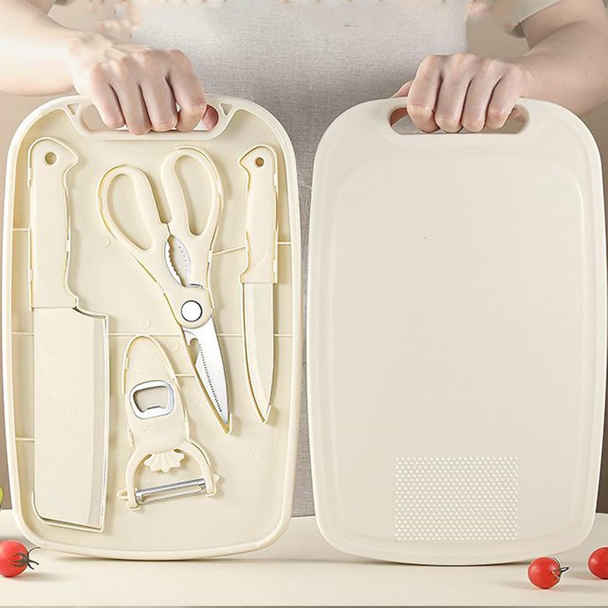 Knife and Cutting Board Set for Camping Travel College,Green