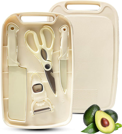 Knife and Cutting Board Set for Camping Travel College,Green