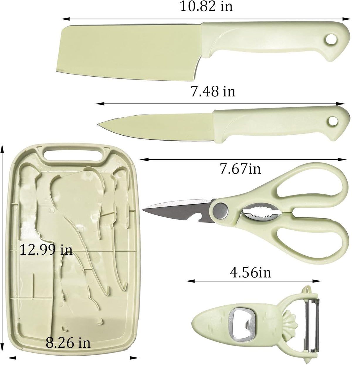 Knife and Cutting Board Set for Camping Travel College,Green