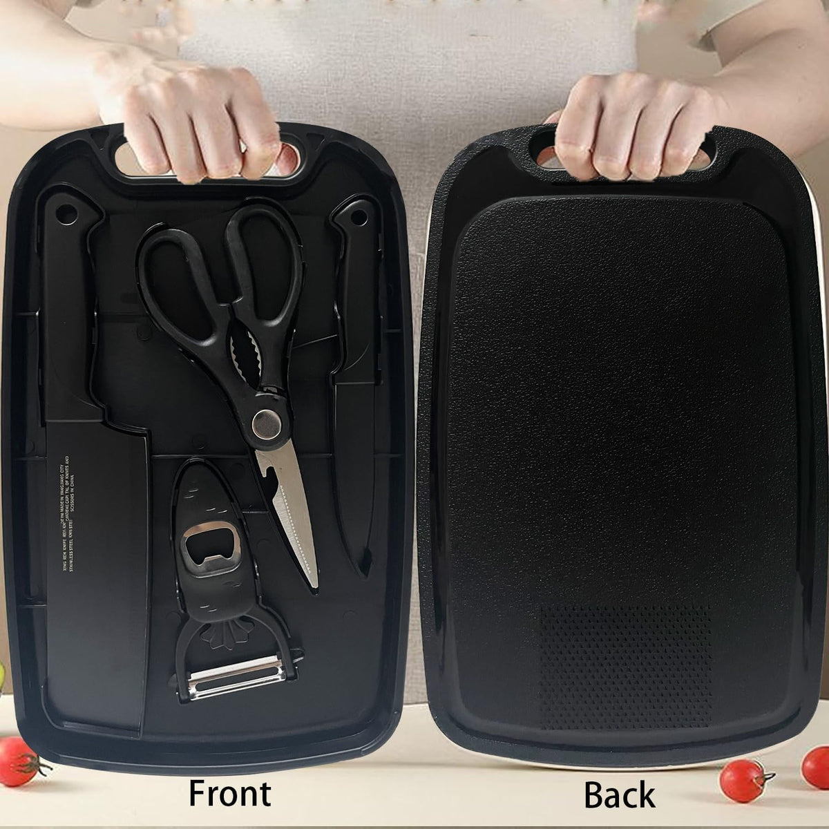 Knife and Cutting Board Set for Camping Travel College,Green
