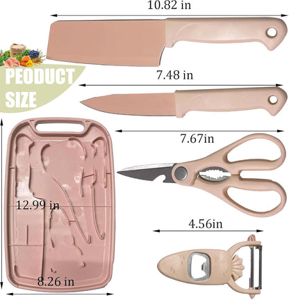 Knife and Cutting Board Set for Camping Travel College,Green