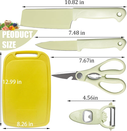 Knife and Cutting Board Set for Camping Travel College,Green
