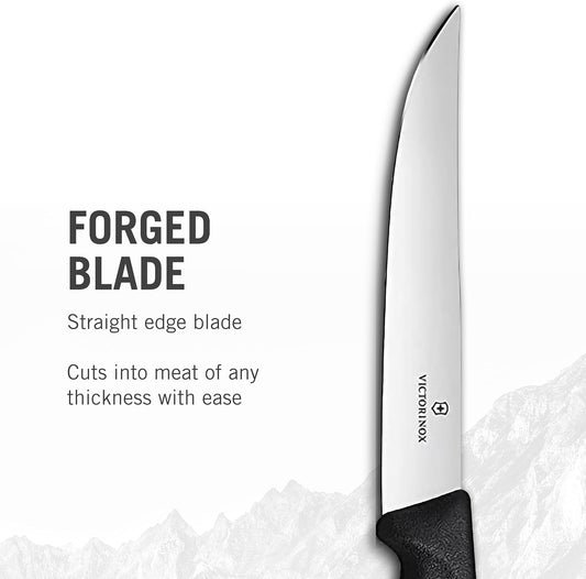 Swiss Classic Steak Knives - Kitchen Utensils - Ergonomic, Stainless Steel Meat Knives - Black Handles, 4-Piece Set