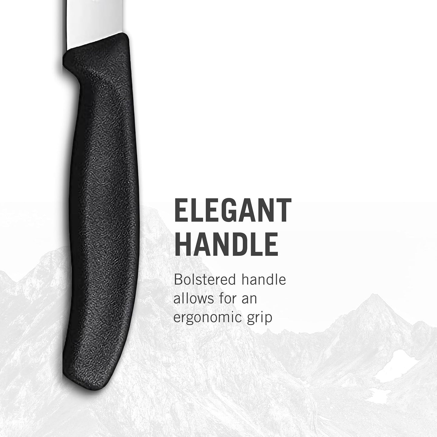 Swiss Classic Steak Knives - Kitchen Utensils - Ergonomic, Stainless Steel Meat Knives - Black Handles, 4-Piece Set