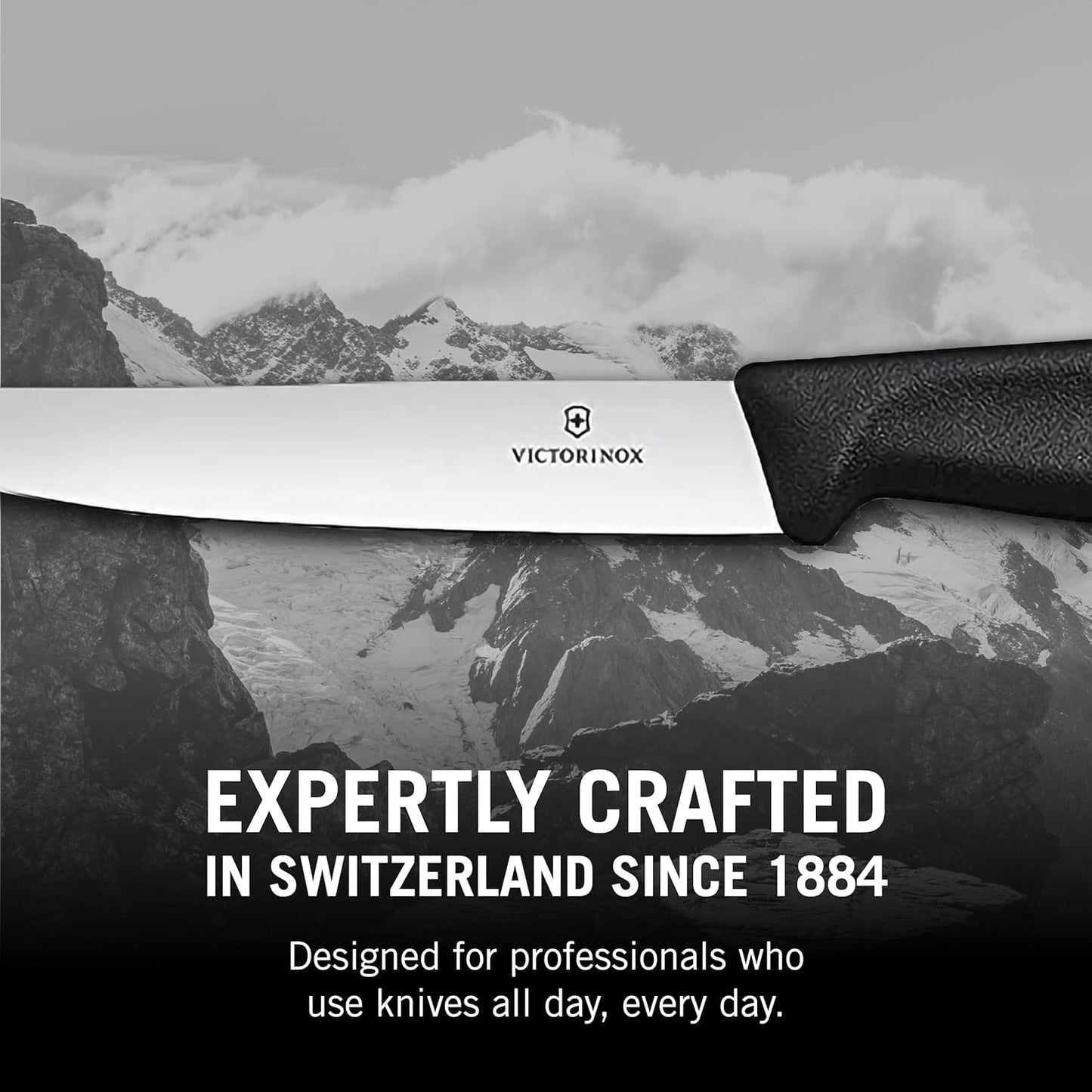Swiss Classic Steak Knives - Kitchen Utensils - Ergonomic, Stainless Steel Meat Knives - Black Handles, 4-Piece Set