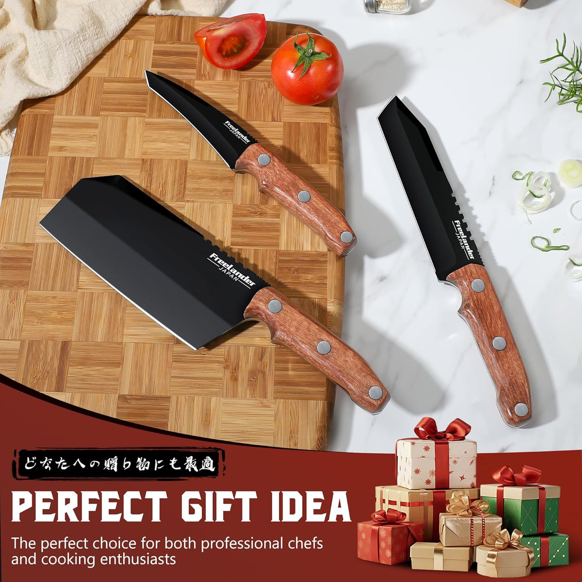 Professional Butcher Knife Set with Roll Bag for Meat Cutting | Full Tang Meat Cleaver with Ergonomic Wood Handle, Prolonged Edge Retention, Robust Blade, Portable Grill Knife Set for Men