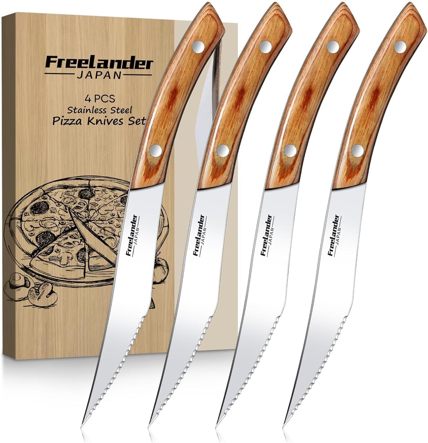 Professional Butcher Knife Set with Roll Bag for Meat Cutting | Full Tang Meat Cleaver with Ergonomic Wood Handle, Prolonged Edge Retention, Robust Blade, Portable Grill Knife Set for Men