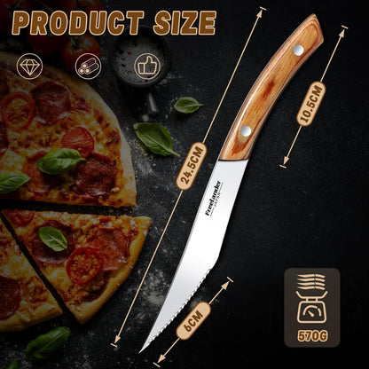 Professional Butcher Knife Set with Roll Bag for Meat Cutting | Full Tang Meat Cleaver with Ergonomic Wood Handle, Prolonged Edge Retention, Robust Blade, Portable Grill Knife Set for Men