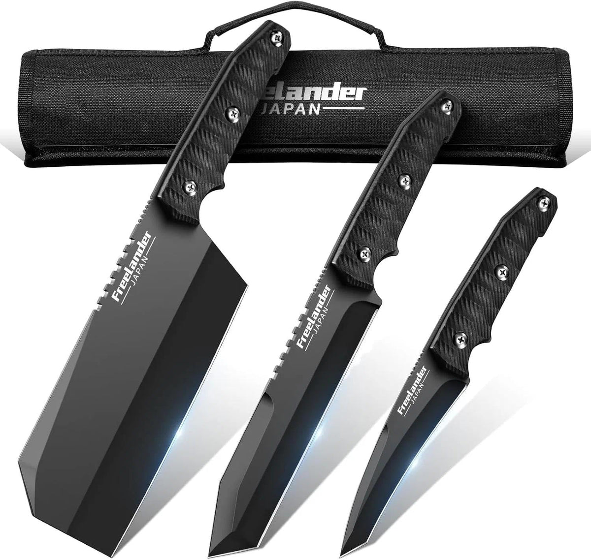 Professional Butcher Knife Set with Roll Bag for Meat Cutting | Full Tang Meat Cleaver with Ergonomic Wood Handle, Prolonged Edge Retention, Robust Blade, Portable Grill Knife Set for Men