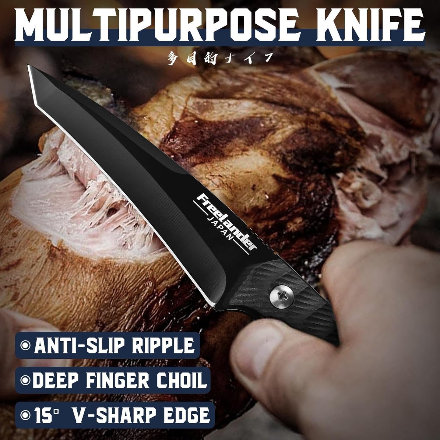 Professional Butcher Knife Set with Roll Bag for Meat Cutting | Full Tang Meat Cleaver with Ergonomic Wood Handle, Prolonged Edge Retention, Robust Blade, Portable Grill Knife Set for Men