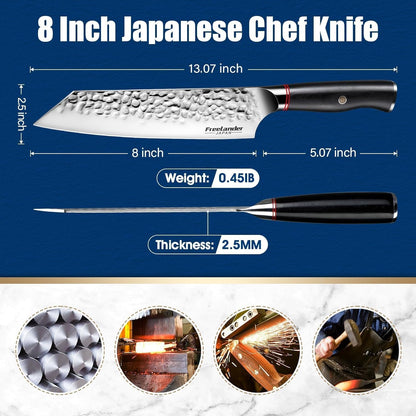 Professional Butcher Knife Set with Roll Bag for Meat Cutting | Full Tang Meat Cleaver with Ergonomic Wood Handle, Prolonged Edge Retention, Robust Blade, Portable Grill Knife Set for Men