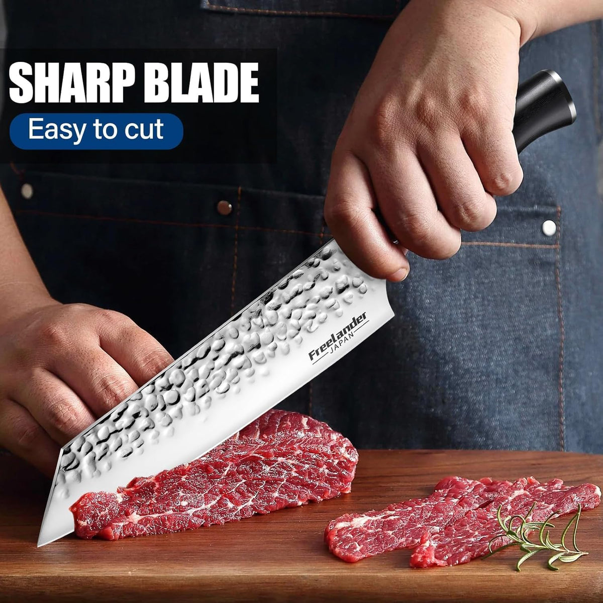 Professional Butcher Knife Set with Roll Bag for Meat Cutting | Full Tang Meat Cleaver with Ergonomic Wood Handle, Prolonged Edge Retention, Robust Blade, Portable Grill Knife Set for Men