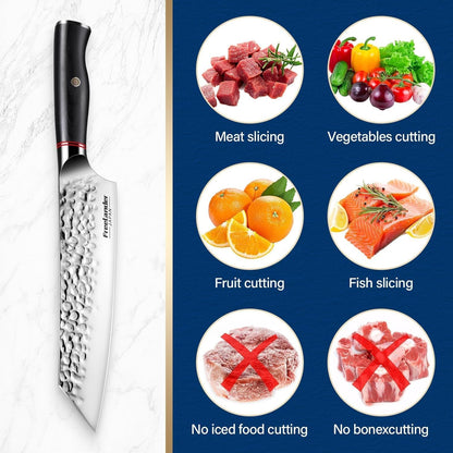 Professional Butcher Knife Set with Roll Bag for Meat Cutting | Full Tang Meat Cleaver with Ergonomic Wood Handle, Prolonged Edge Retention, Robust Blade, Portable Grill Knife Set for Men