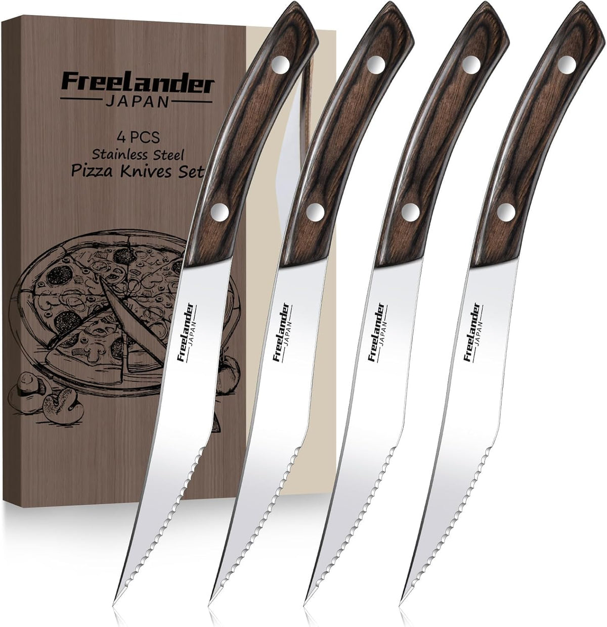 Professional Butcher Knife Set with Roll Bag for Meat Cutting | Full Tang Meat Cleaver with Ergonomic Wood Handle, Prolonged Edge Retention, Robust Blade, Portable Grill Knife Set for Men