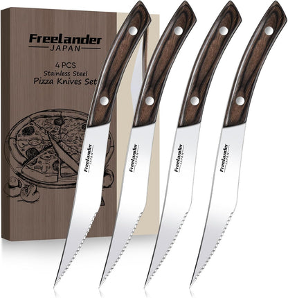 Professional Butcher Knife Set with Roll Bag for Meat Cutting | Full Tang Meat Cleaver with Ergonomic Wood Handle, Prolonged Edge Retention, Robust Blade, Portable Grill Knife Set for Men