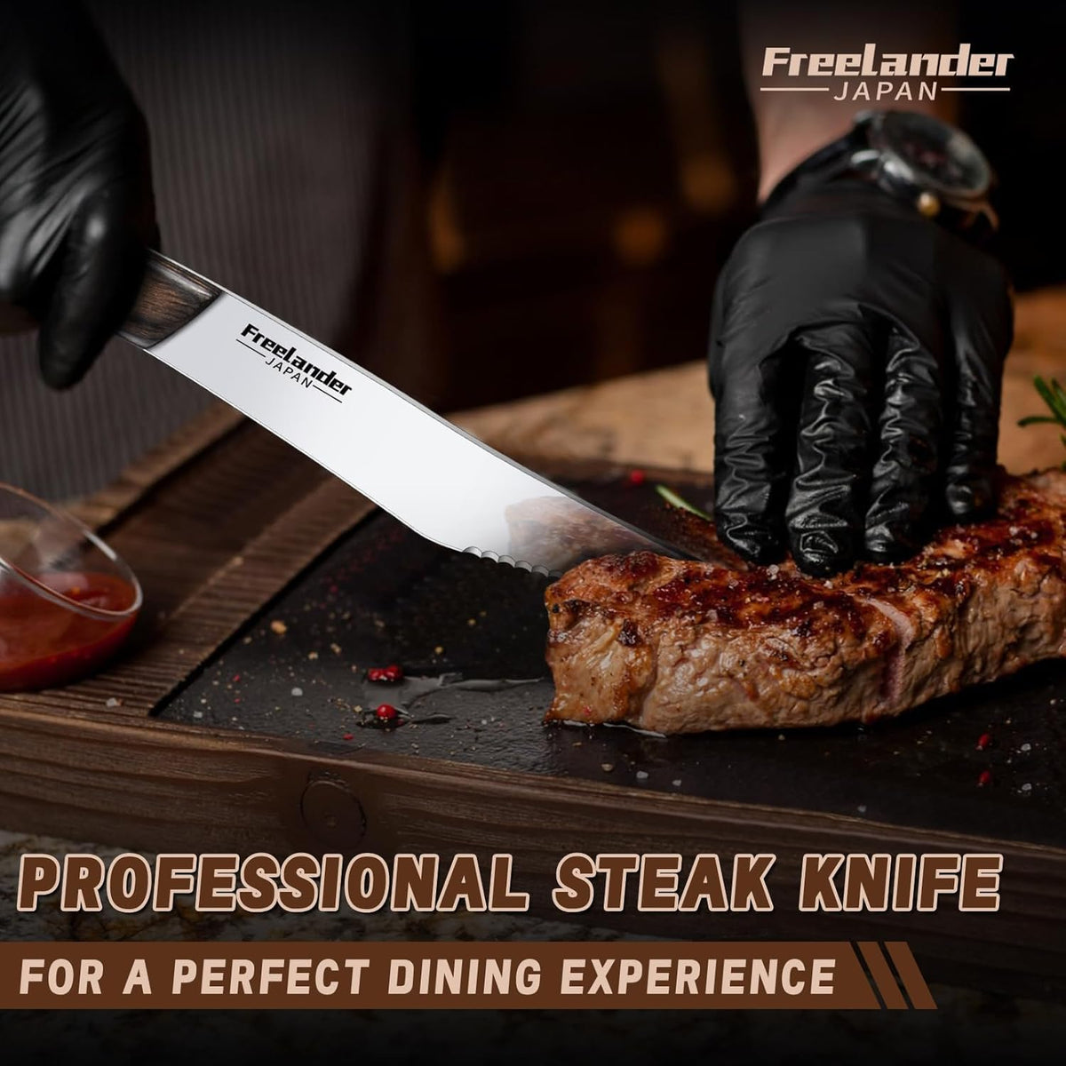 Professional Butcher Knife Set with Roll Bag for Meat Cutting | Full Tang Meat Cleaver with Ergonomic Wood Handle, Prolonged Edge Retention, Robust Blade, Portable Grill Knife Set for Men