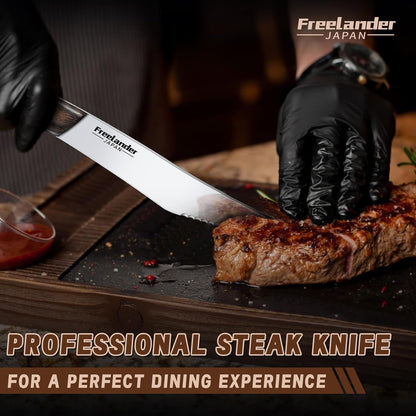 Professional Butcher Knife Set with Roll Bag for Meat Cutting | Full Tang Meat Cleaver with Ergonomic Wood Handle, Prolonged Edge Retention, Robust Blade, Portable Grill Knife Set for Men