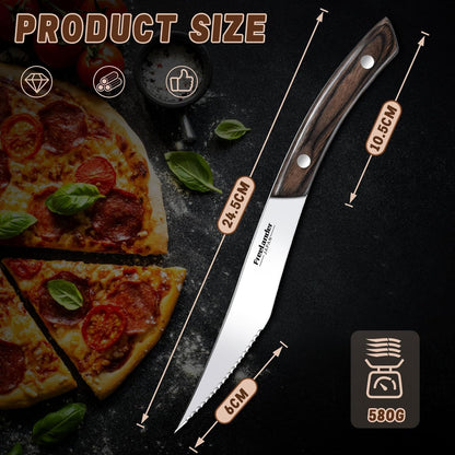 Professional Butcher Knife Set with Roll Bag for Meat Cutting | Full Tang Meat Cleaver with Ergonomic Wood Handle, Prolonged Edge Retention, Robust Blade, Portable Grill Knife Set for Men