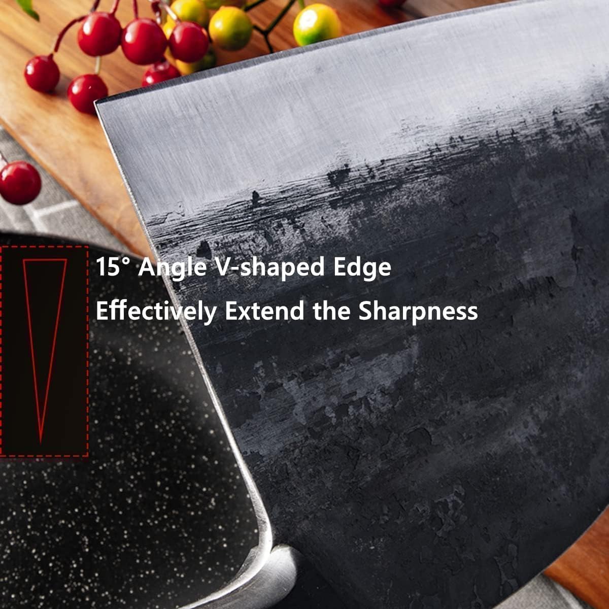 Professional Butcher Knife Set with Roll Bag for Meat Cutting | Full Tang Meat Cleaver with Ergonomic Wood Handle, Prolonged Edge Retention, Robust Blade, Portable Grill Knife Set for Men