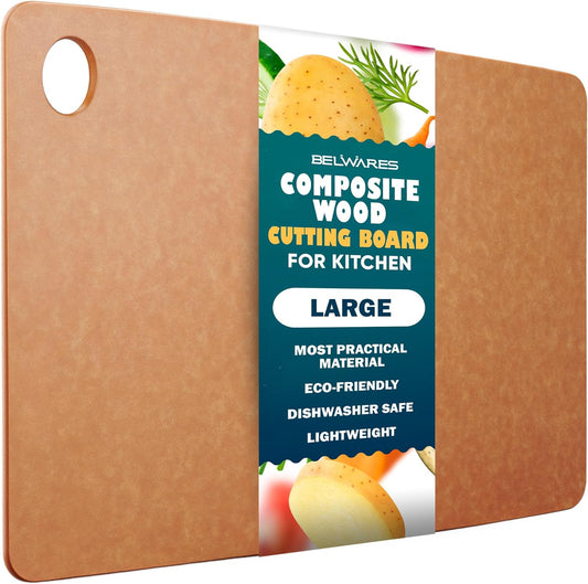 Dishwasher Safe Cutting Board for Kitchen - Large 14.5 x 11.25 Inch Composite Wood Cutting Board, Lightweight Wood Fiber Chopping Board for Meat Vegetables Fruit, Knife Friendly, Heat Resistant 350°F