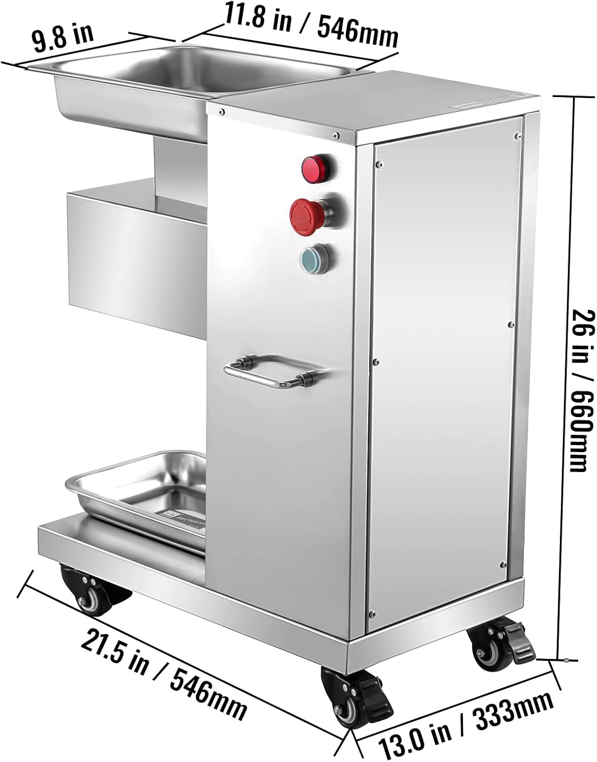 850W Meat Slicer, Commercial Meat Cutting Machine, Stainless Steel, 5 mm Thickness, Detachable Blades, Electric Food Slicer for Home Kitchen Restaurant Supermarket