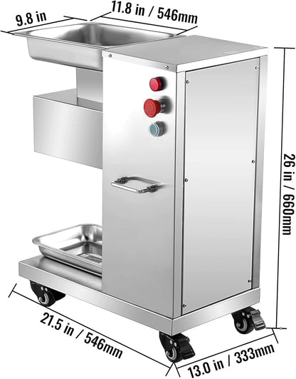 850W Meat Slicer, Commercial Meat Cutting Machine, Stainless Steel, 5 mm Thickness, Detachable Blades, Electric Food Slicer for Home Kitchen Restaurant Supermarket