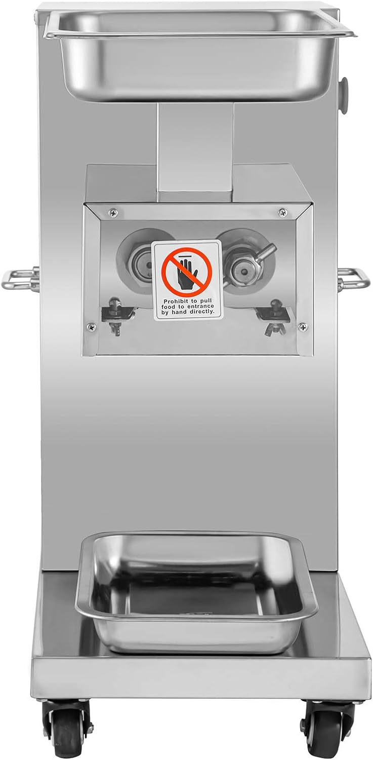 850W Meat Slicer, Commercial Meat Cutting Machine, Stainless Steel, 5 mm Thickness, Detachable Blades, Electric Food Slicer for Home Kitchen Restaurant Supermarket