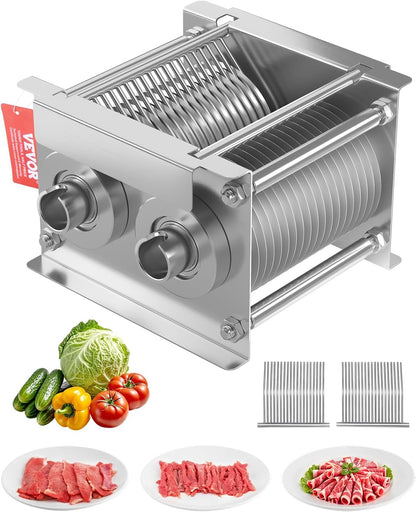 850W Meat Slicer, Commercial Meat Cutting Machine, Stainless Steel, 5 mm Thickness, Detachable Blades, Electric Food Slicer for Home Kitchen Restaurant Supermarket