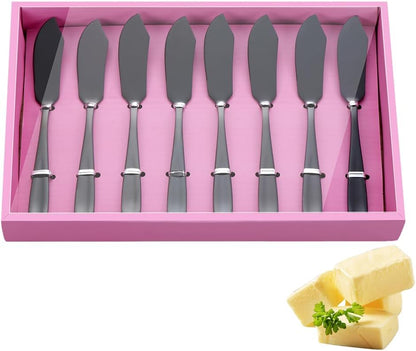Butter Knives, 18/10 Stainless Steel 6.10 Inch Gold Cheese Spreader Knives Set in Black Gift Box, Dishwasher Safe, Set of 8