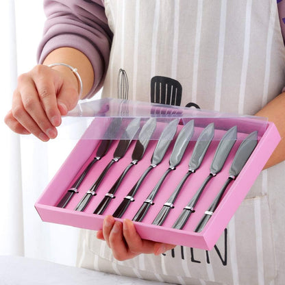 Butter Knives, 18/10 Stainless Steel 6.10 Inch Gold Cheese Spreader Knives Set in Black Gift Box, Dishwasher Safe, Set of 8