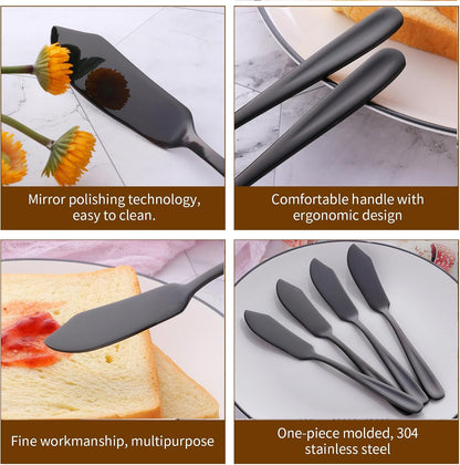 Butter Knives, 18/10 Stainless Steel 6.10 Inch Gold Cheese Spreader Knives Set in Black Gift Box, Dishwasher Safe, Set of 8