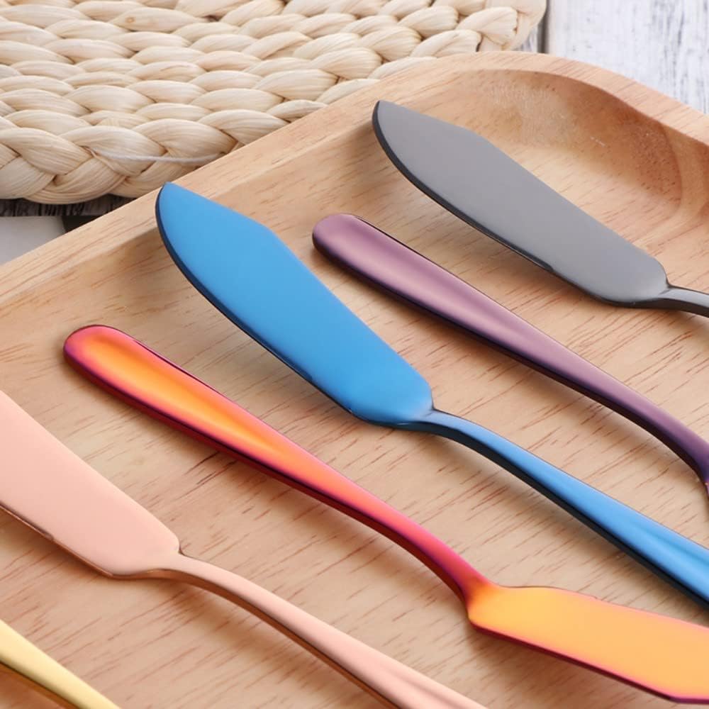 Butter Knives, 18/10 Stainless Steel 6.10 Inch Gold Cheese Spreader Knives Set in Black Gift Box, Dishwasher Safe, Set of 8