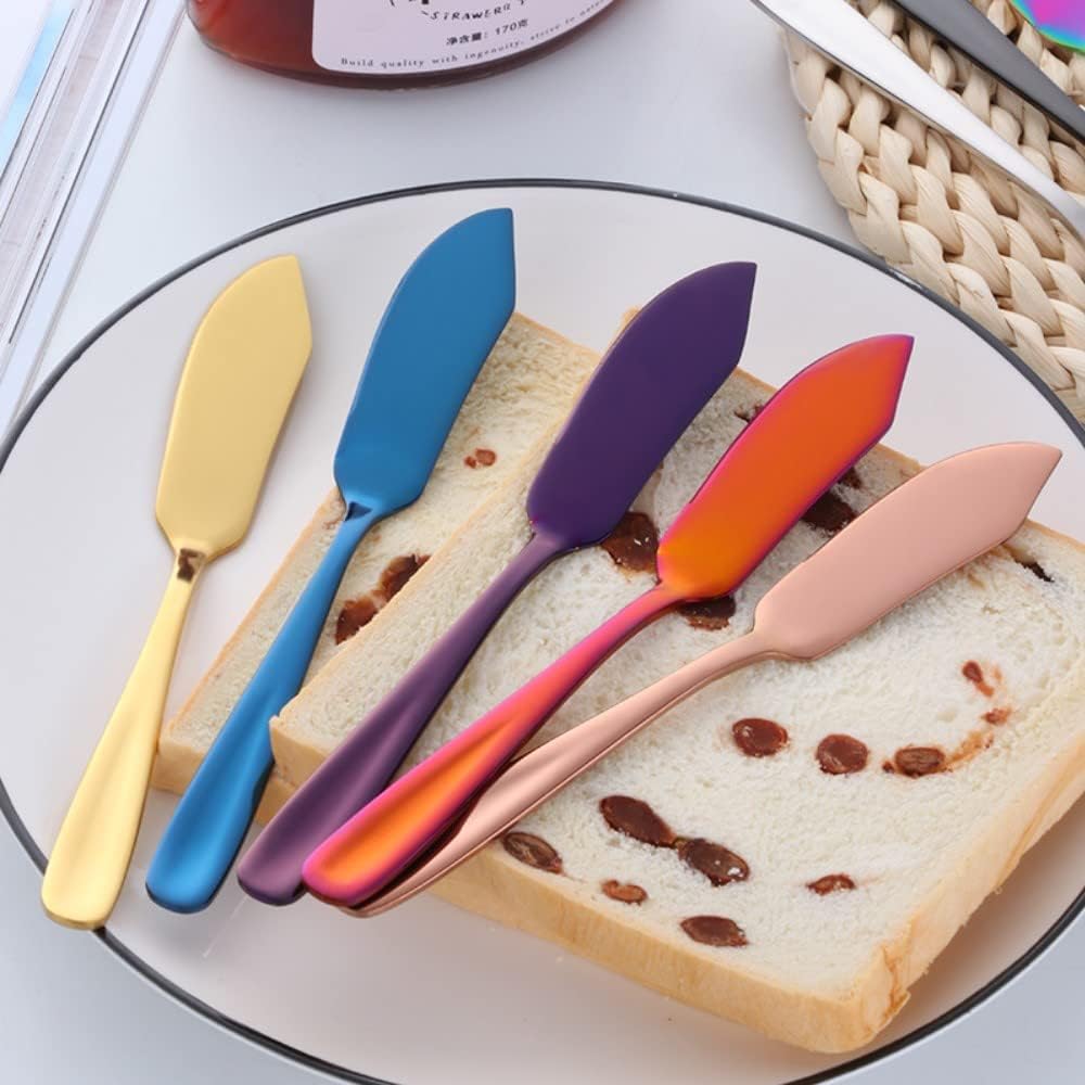 Butter Knives, 18/10 Stainless Steel 6.10 Inch Gold Cheese Spreader Knives Set in Black Gift Box, Dishwasher Safe, Set of 8