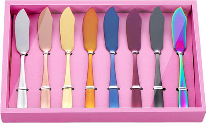 Butter Knives, 18/10 Stainless Steel 6.10 Inch Gold Cheese Spreader Knives Set in Black Gift Box, Dishwasher Safe, Set of 8