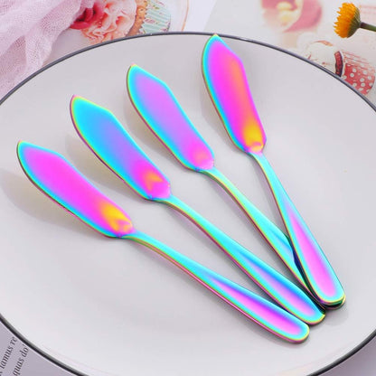 Butter Knives, 18/10 Stainless Steel 6.10 Inch Gold Cheese Spreader Knives Set in Black Gift Box, Dishwasher Safe, Set of 8