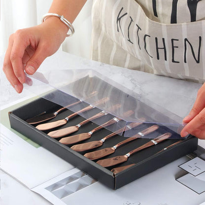 Butter Knives, 18/10 Stainless Steel 6.10 Inch Gold Cheese Spreader Knives Set in Black Gift Box, Dishwasher Safe, Set of 8