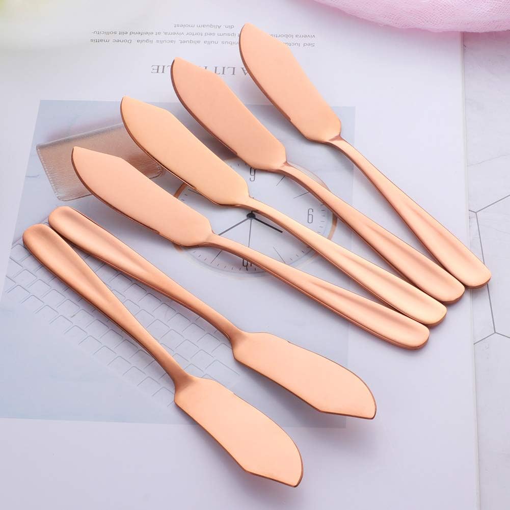 Butter Knives, 18/10 Stainless Steel 6.10 Inch Gold Cheese Spreader Knives Set in Black Gift Box, Dishwasher Safe, Set of 8