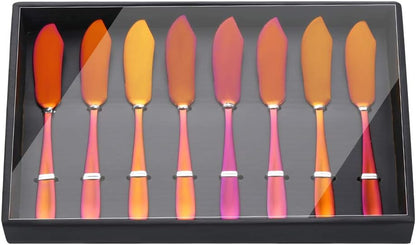 Butter Knives, 18/10 Stainless Steel 6.10 Inch Gold Cheese Spreader Knives Set in Black Gift Box, Dishwasher Safe, Set of 8