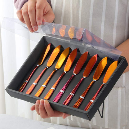 Butter Knives, 18/10 Stainless Steel 6.10 Inch Gold Cheese Spreader Knives Set in Black Gift Box, Dishwasher Safe, Set of 8