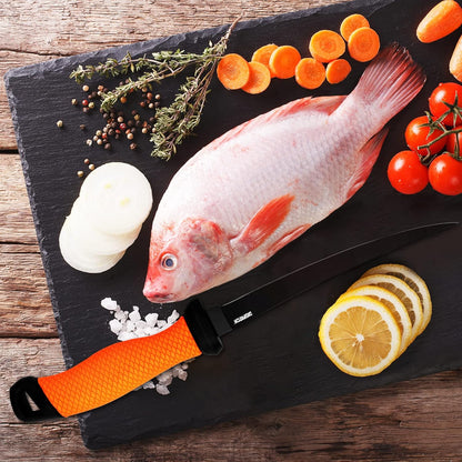 Professional Fish Fillet Knife 7 inch - Stainless Steel Blade for Salmon/Meat, Non-Slip PP Golf Grip & Sheath