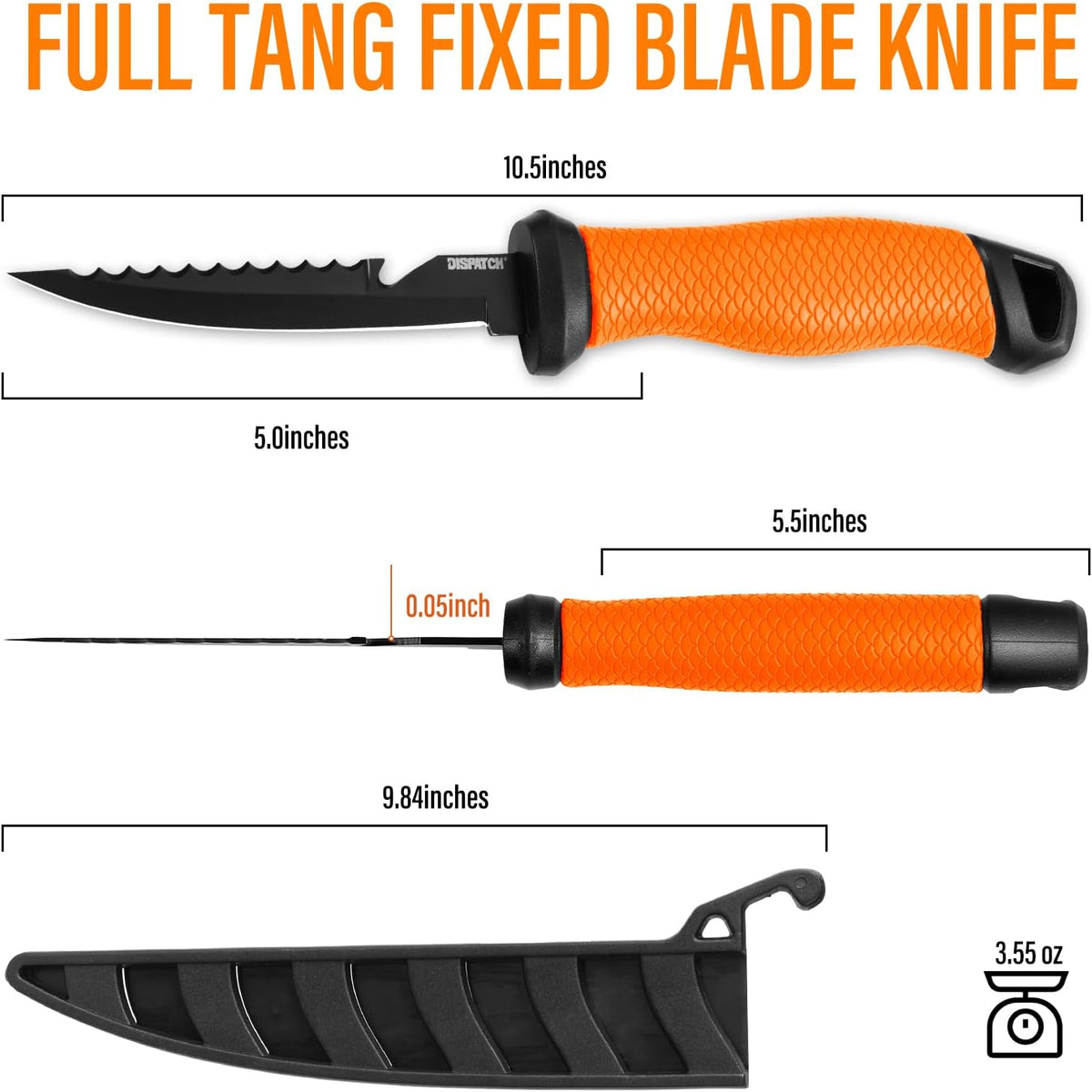 Professional Fish Fillet Knife 7 inch - Stainless Steel Blade for Salmon/Meat, Non-Slip PP Golf Grip & Sheath