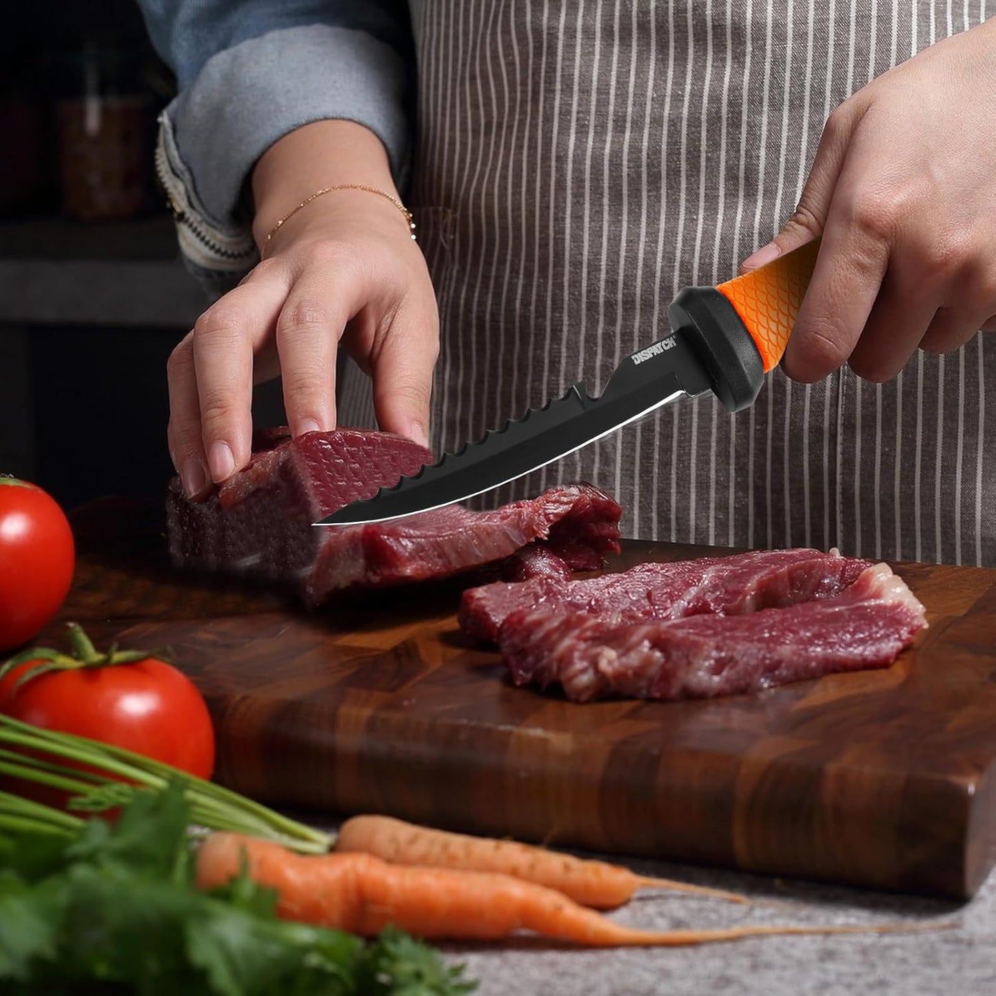 Professional Fish Fillet Knife 7 inch - Stainless Steel Blade for Salmon/Meat, Non-Slip PP Golf Grip & Sheath