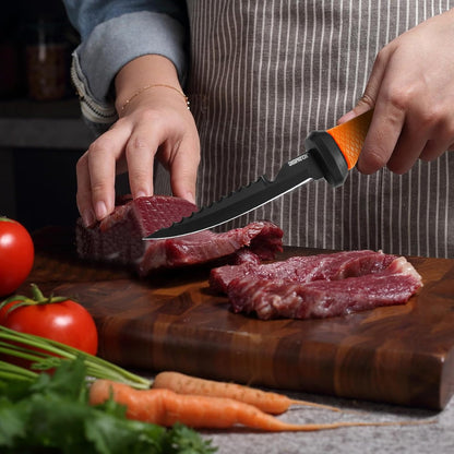 Professional Fish Fillet Knife 7 inch - Stainless Steel Blade for Salmon/Meat, Non-Slip PP Golf Grip & Sheath