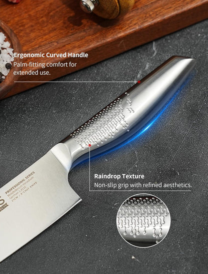 8 Inch Japanese Kitchen Knife – Professional Gyuto Chef Knife Made of 1.4116 German Steel, All-Steel Anti-Slip Handle, Razor Sharp Blade in Gift Box for Home & Restaurant