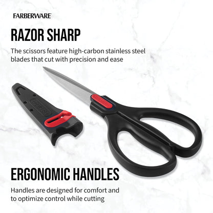 Self-Sharpening Stainless Steel All-Purpose Shears with Edgekeeper Sleeve
