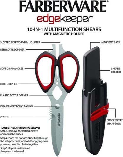 Self-Sharpening Stainless Steel All-Purpose Shears with Edgekeeper Sleeve